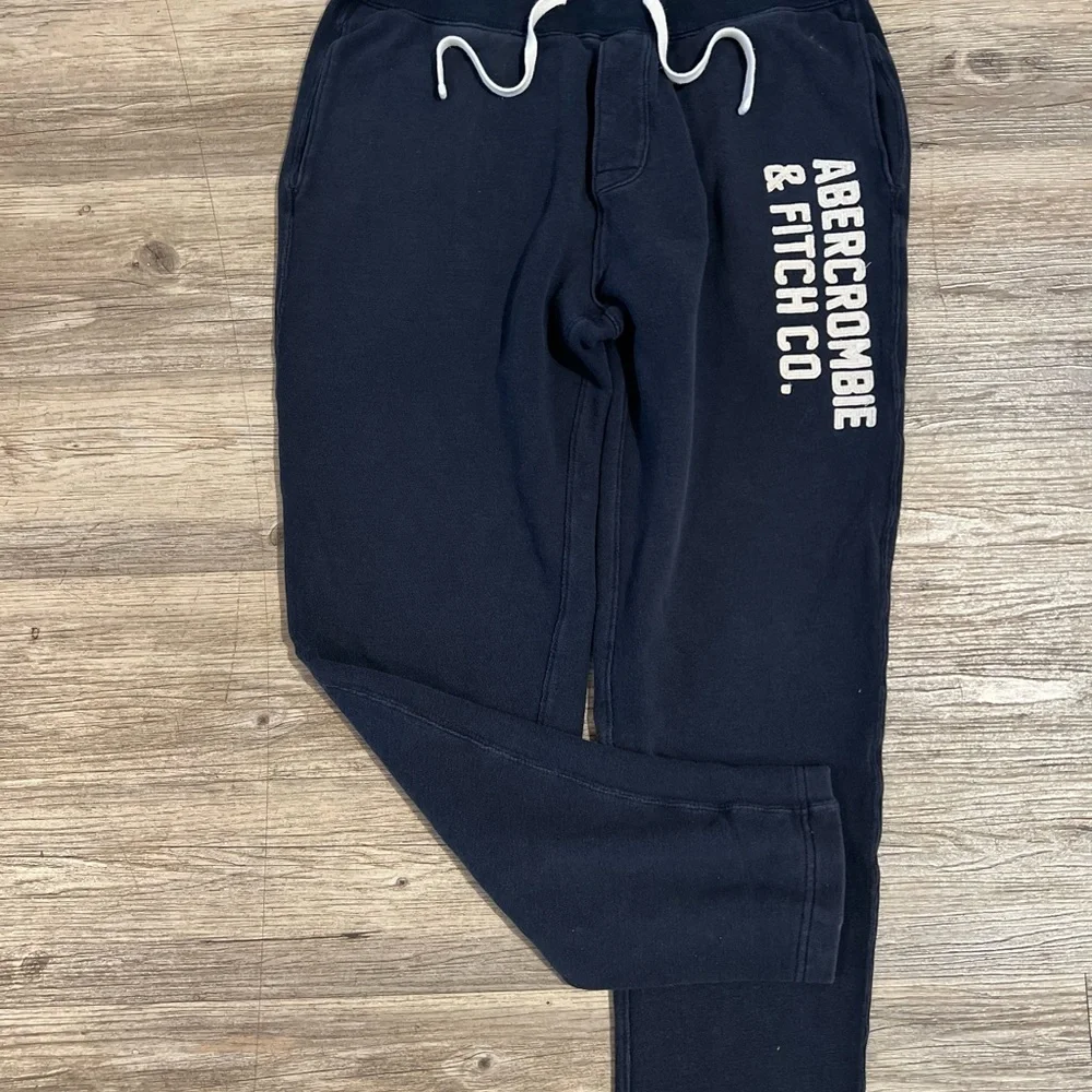 Abercrombie & Fitch Sweatpants Unisex sz M Black Track Pants Bold Spell Out Y2K - Picture 2 of 4